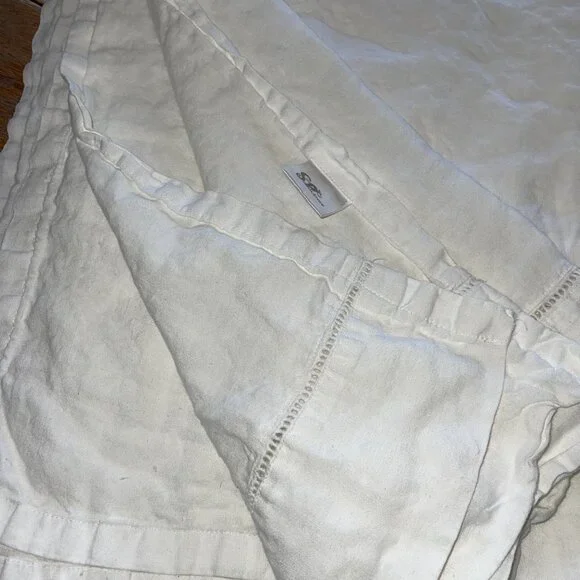 SIMPLE OPULENCE white 100% linen TWIN sheet - Picture 3 of 5